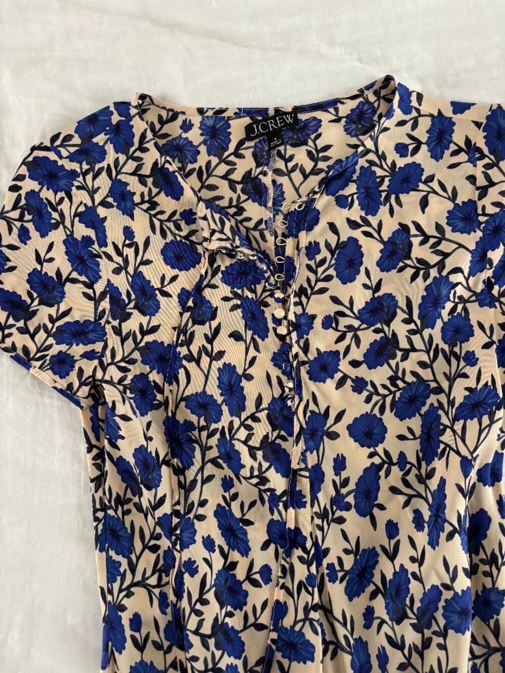 J Crew Short-sleeve slip dress in indigo daisy print Size 8